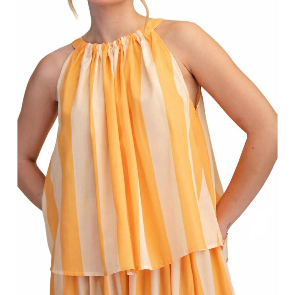 NEW GLAM striped sleeveless blouse in yellow
